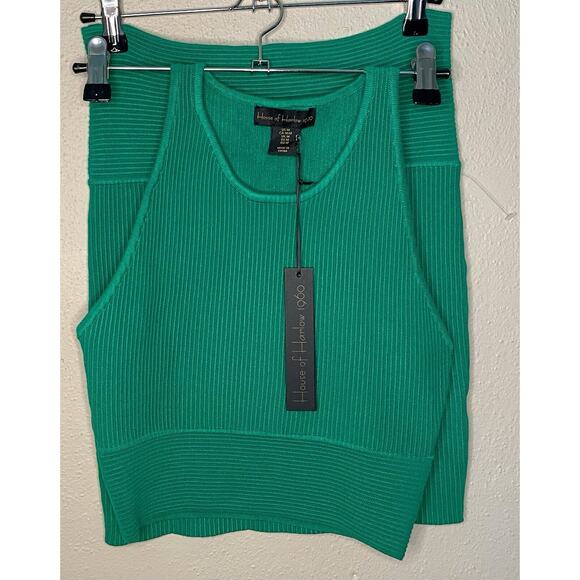 NWT House Of Harlow 1960 | Emerald Green Ribbed Cut Out 2pc Set | Size: Medium - Picture 1 of 7